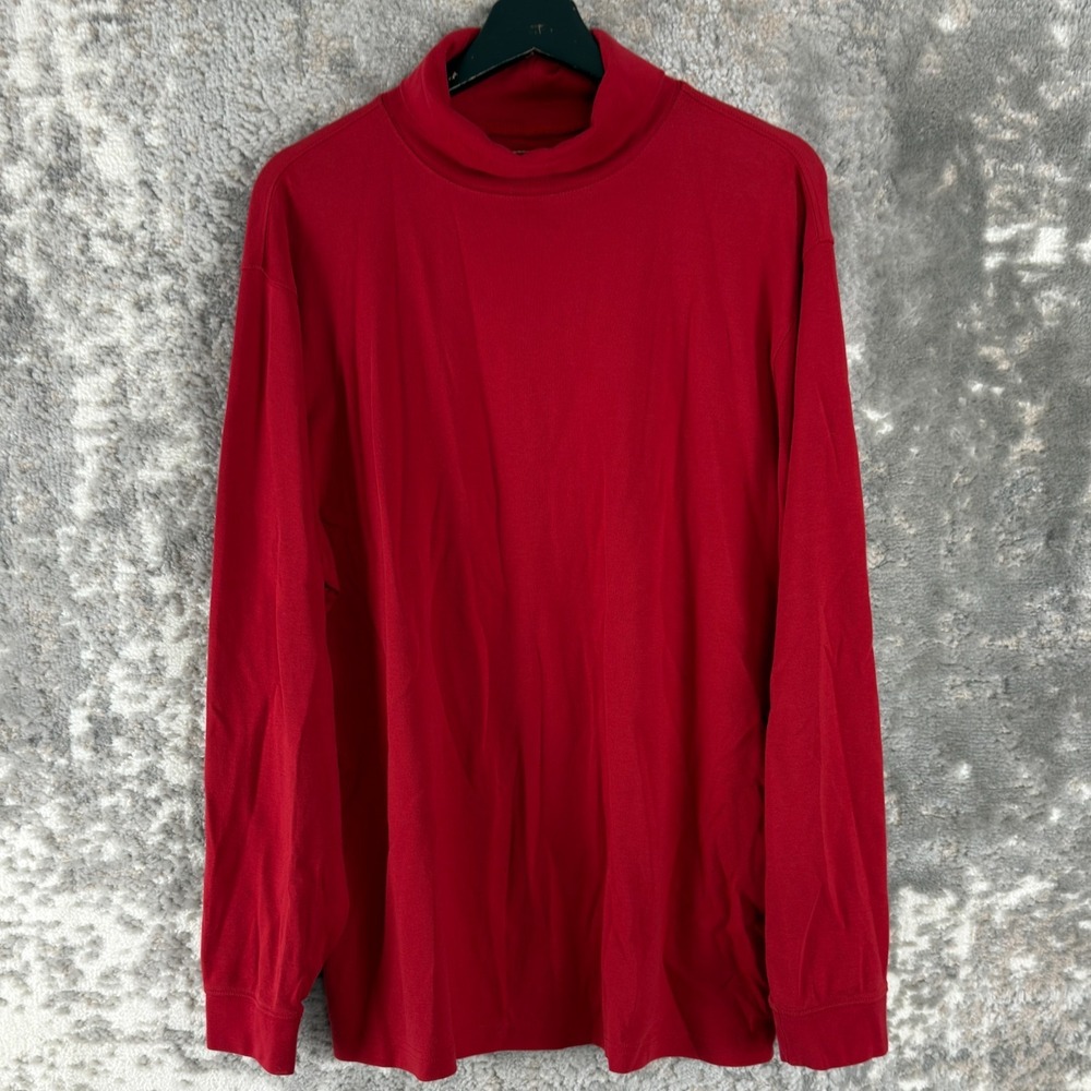 LL Bean Size L‎ Traditional Fit Minimalist Turtle Neck Top Red Long Sleeve